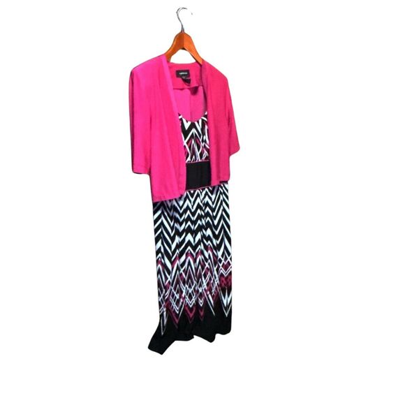 R&M Richards Dress and Jacket Set - Black and White Print - Size 10 - Picture 2 of 12